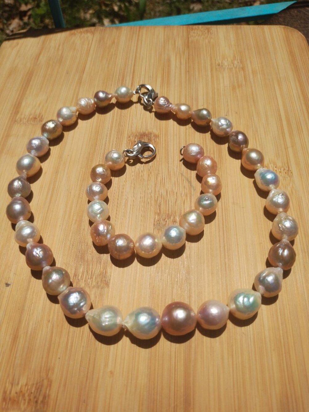 Honora Ming Baroque Pearl Necklace and Bracelet Set Sterling 925 Silver Stunning - Picture 9 of 11